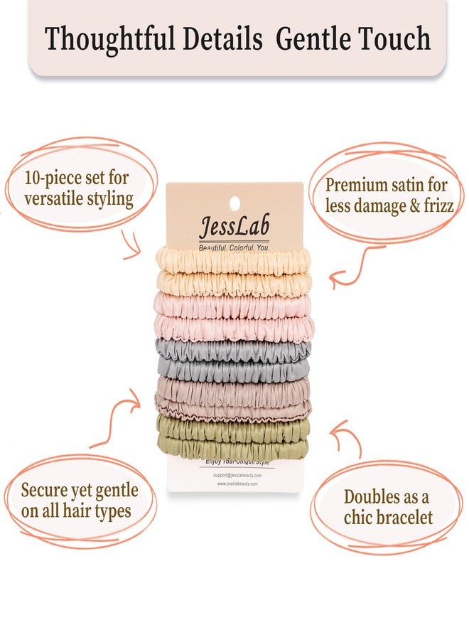 JessLab No Damage Satin Scrunchies, No Crease Hair Ties for Women, Gentle on Fine & Curly Hair, Sleeping, Party, 10-Piece - Image 4